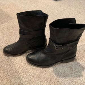 Leather coach motorcycle boots
